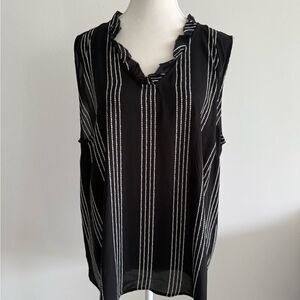 Black and White Striped Sleeveless Top